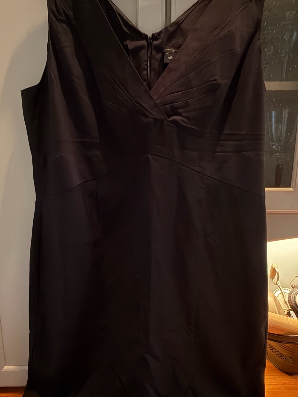 Ann Taylor Black Midi V-Neck Sheath Dress
